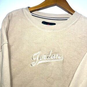 Vintage Air Jordan Men's Embroidered Beige Pullover Retro Sweater Sz XXL